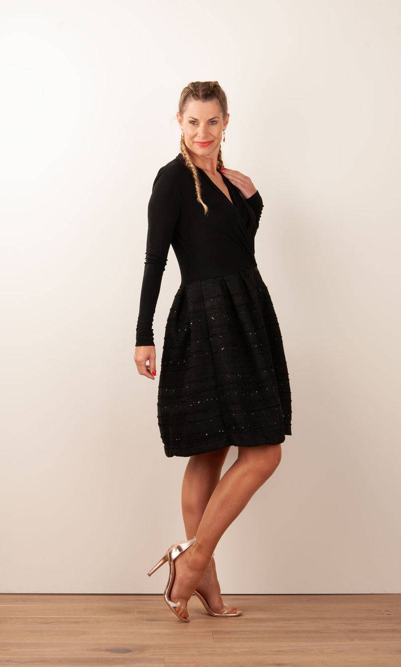 Sara Roka Kleid „Boucle“ Schwarz Räumungsverkauf
