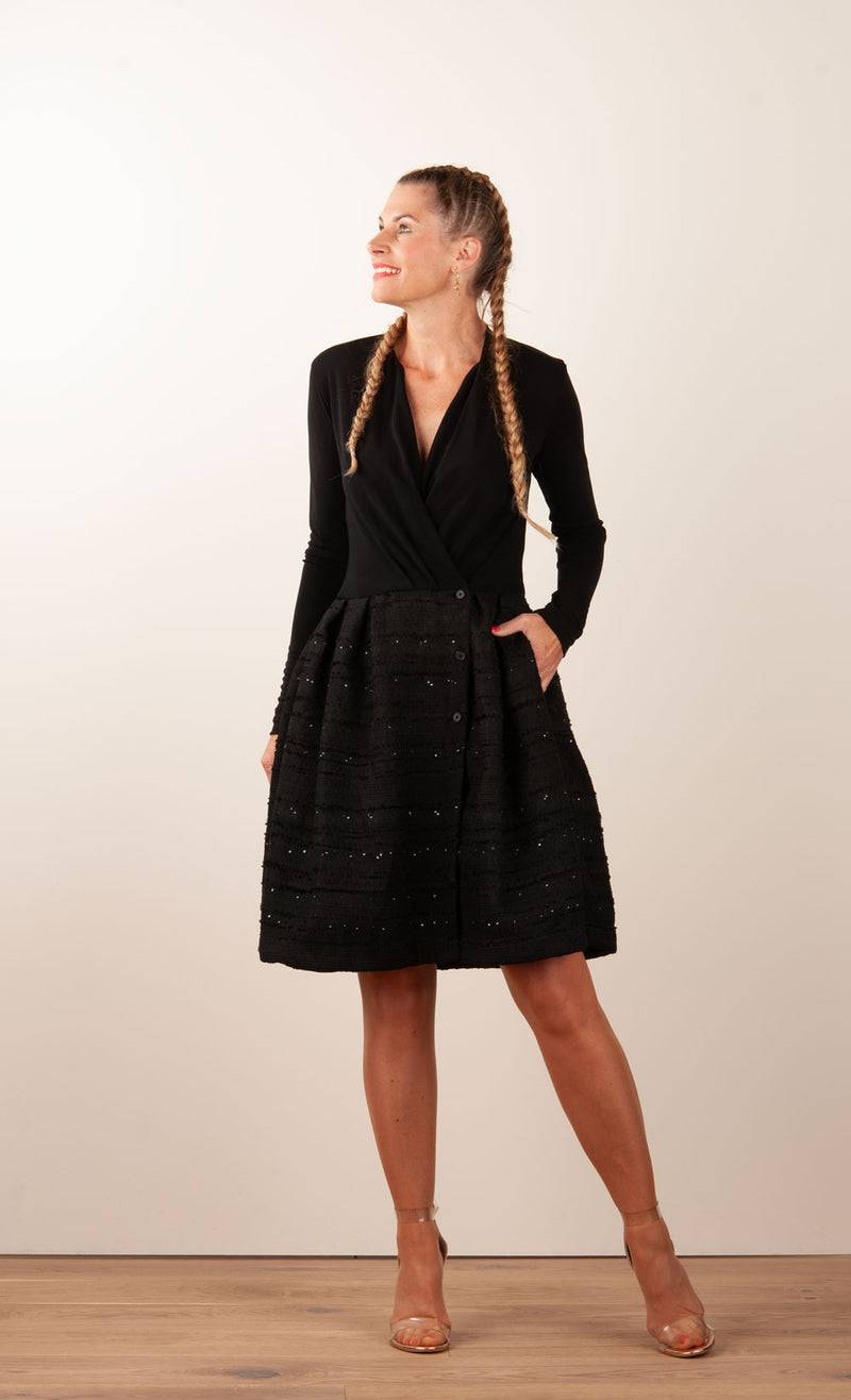 Sara Roka Kleid „Boucle“ Schwarz Räumungsverkauf