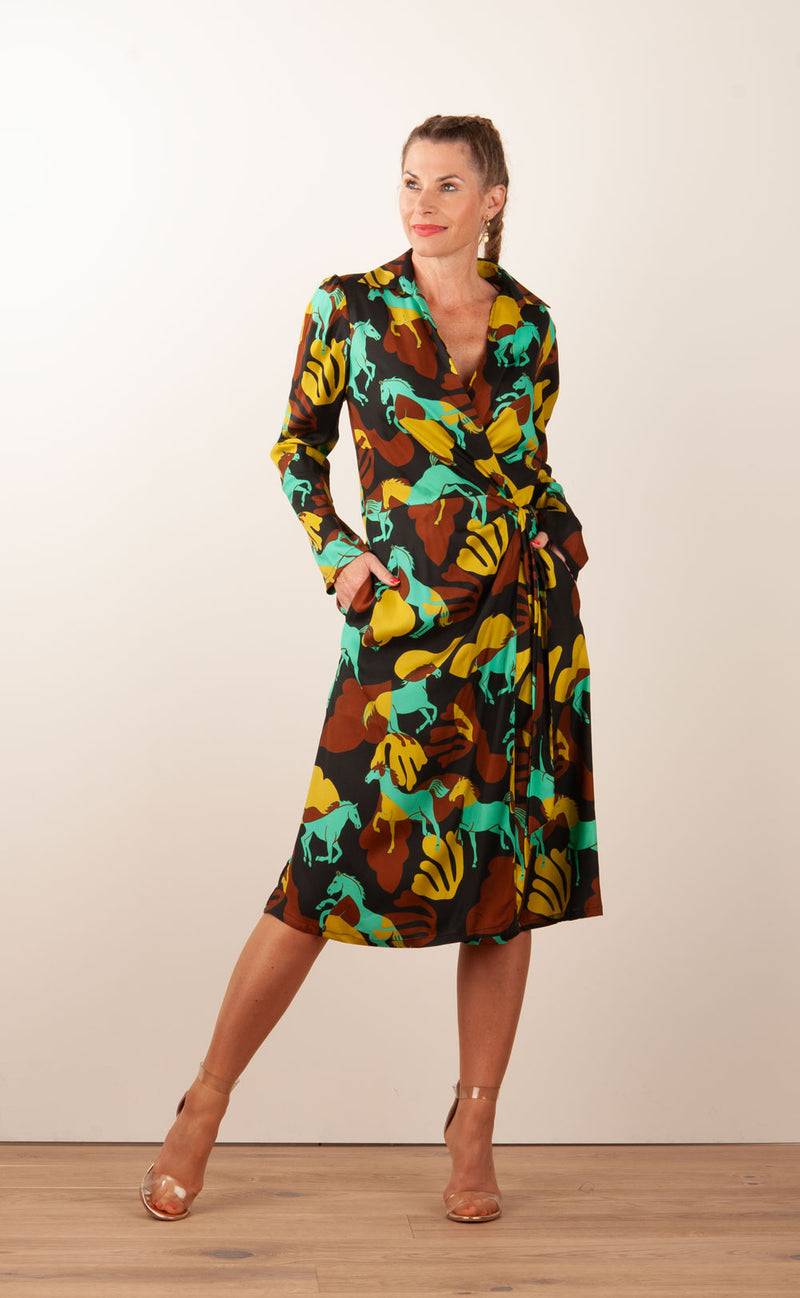 Sara Roka Wickelkleid Braun | Schwarz | Multicolor Kauf eins, bekomm eins gratis