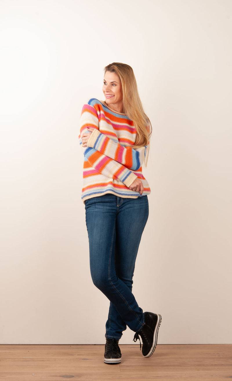 Kitted in Cashmere Kaschmir Pullover Beige | Orange | Multicolor Clearance-Verkauf