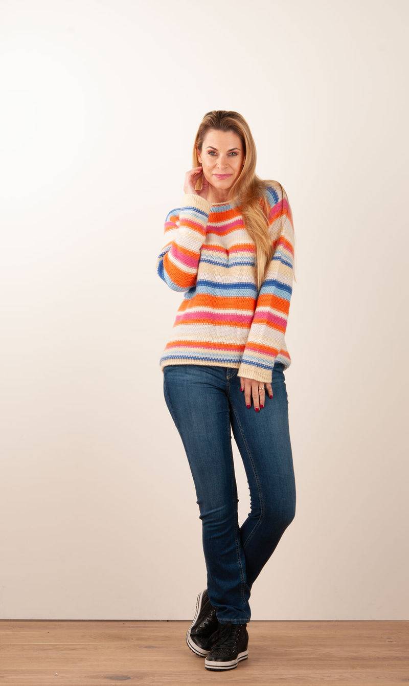 Kitted in Cashmere Kaschmir Pullover Beige | Orange | Multicolor Clearance-Verkauf
