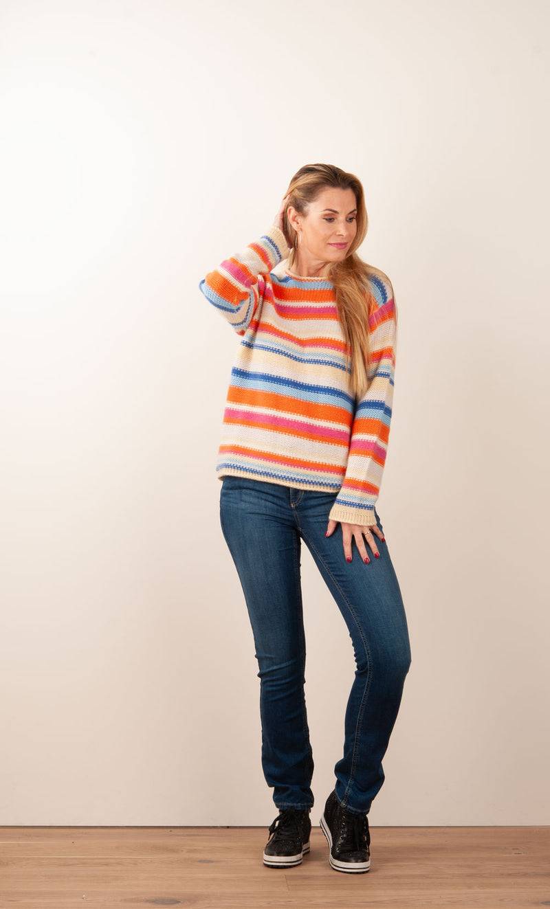 Kitted in Cashmere Kaschmir Pullover Beige | Orange | Multicolor Clearance-Verkauf