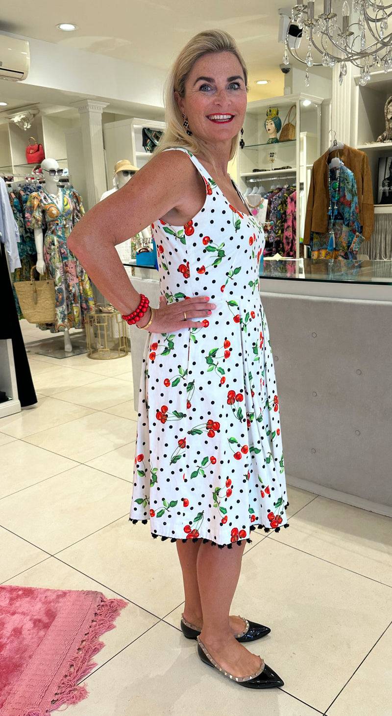 fleur Kleid „Kirschen“ Weiß | Multicolor Angebote