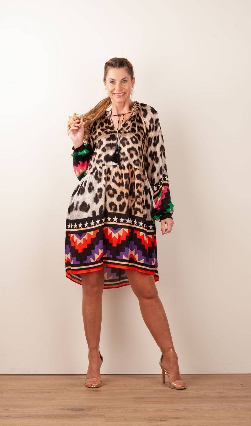 Grace Kleid „Leo“ Beige | Multicolor Muttertagsangebot