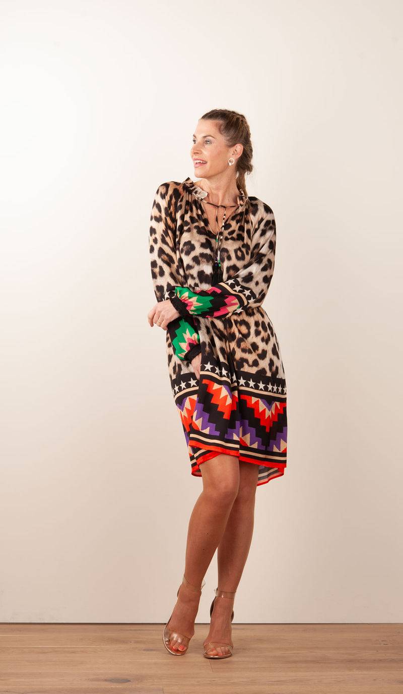 Grace Kleid „Leo“ Beige | Multicolor Muttertagsangebot
