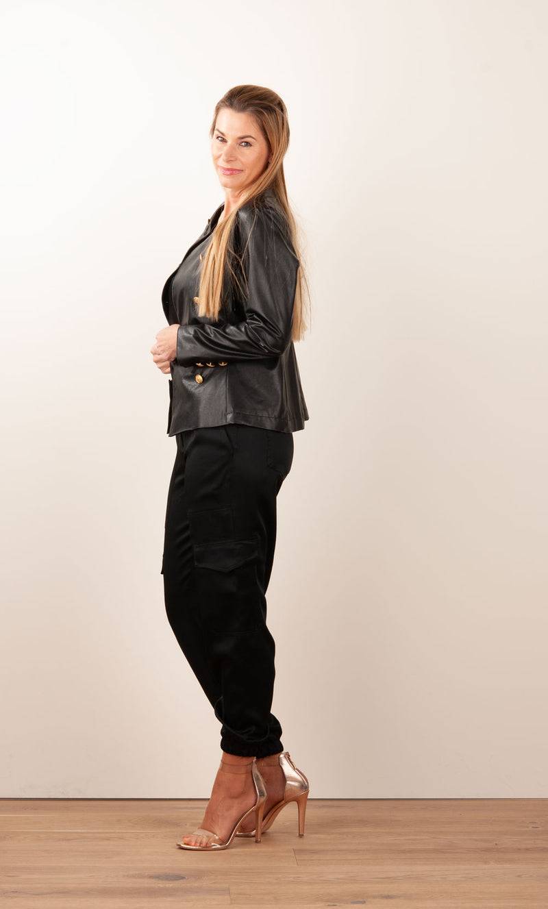 fleur Lederjacke Schwarz Top Angebot
