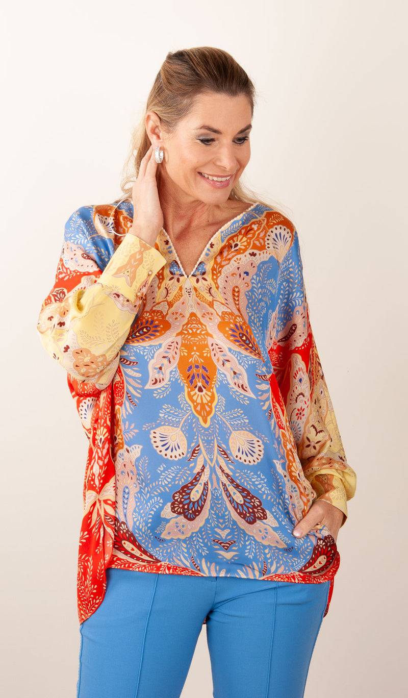 IVI Collection Bluse Blau | Rot | Multicolor Letzte 3 Tage