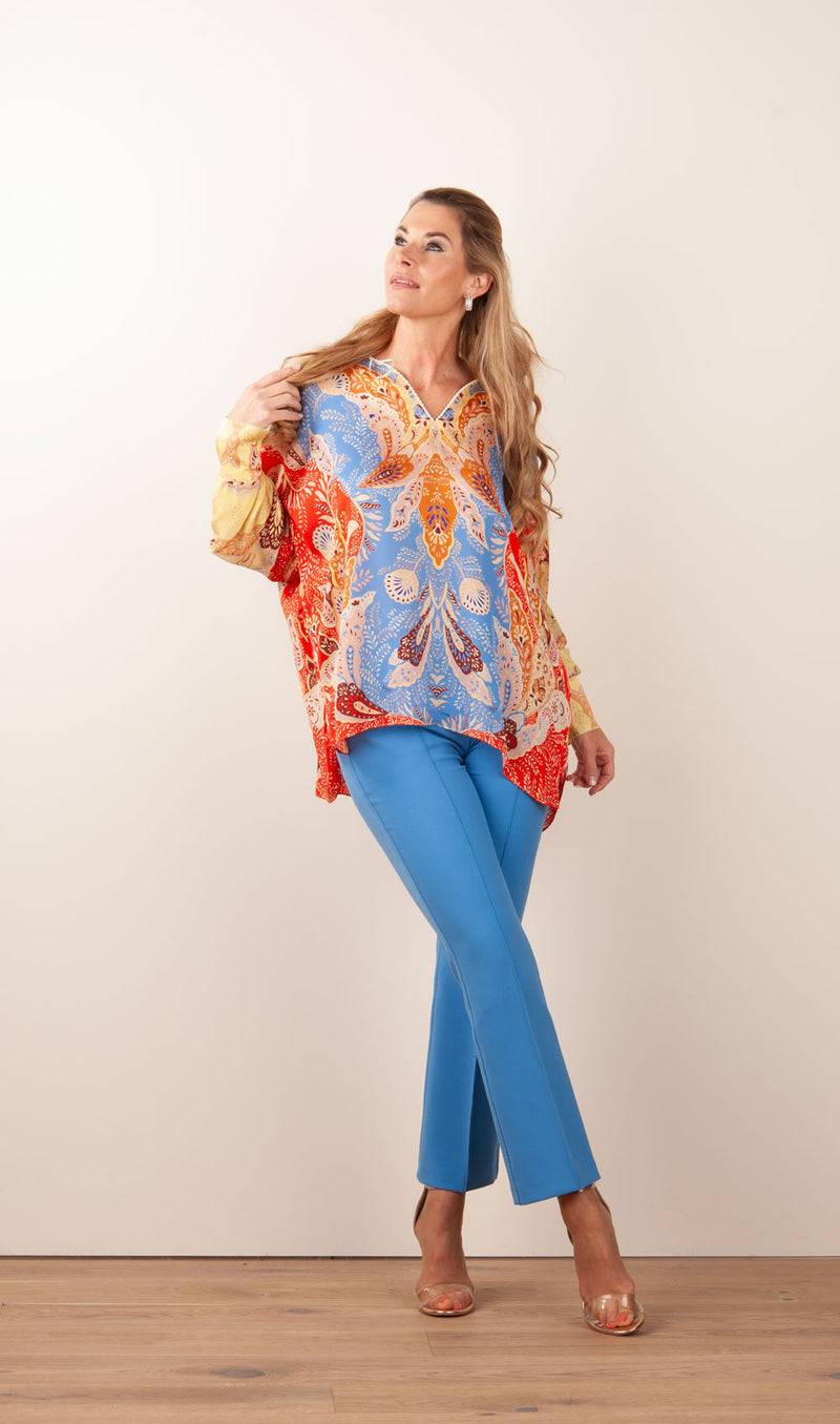 IVI Collection Bluse Blau | Rot | Multicolor Letzte 3 Tage