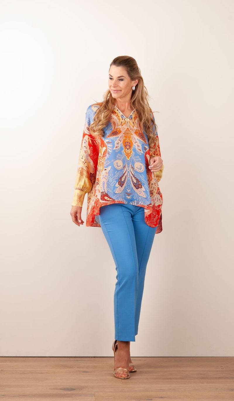 IVI Collection Bluse Blau | Rot | Multicolor Letzte 3 Tage