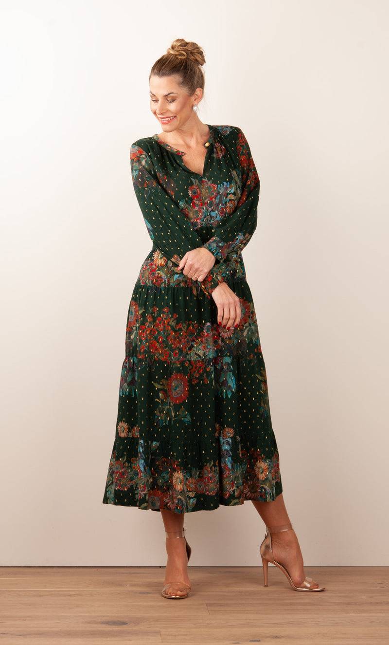 fleur Kleid „Blumen“ Grün | Multicolor Discount Store für neue Produkte