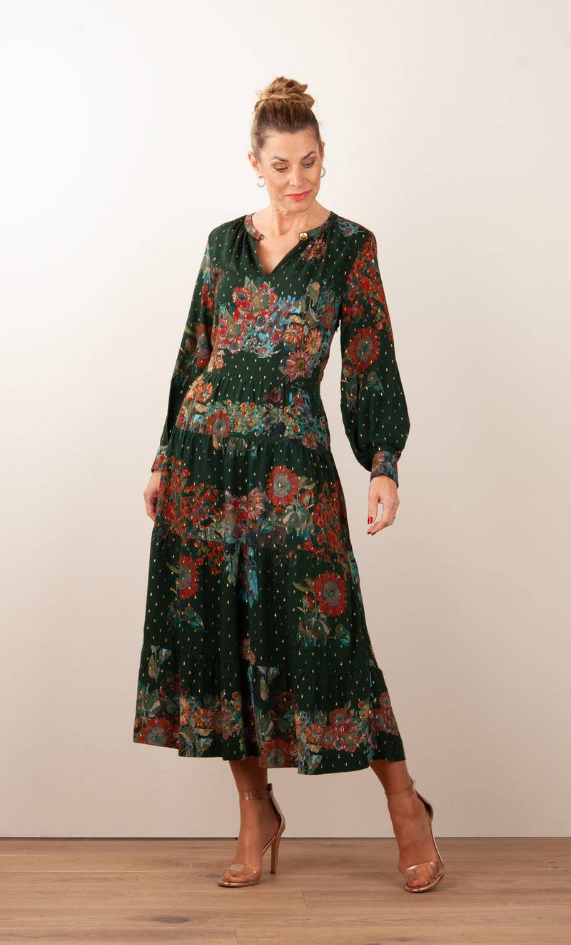 fleur Kleid „Blumen“ Grün | Multicolor Discount Store für neue Produkte