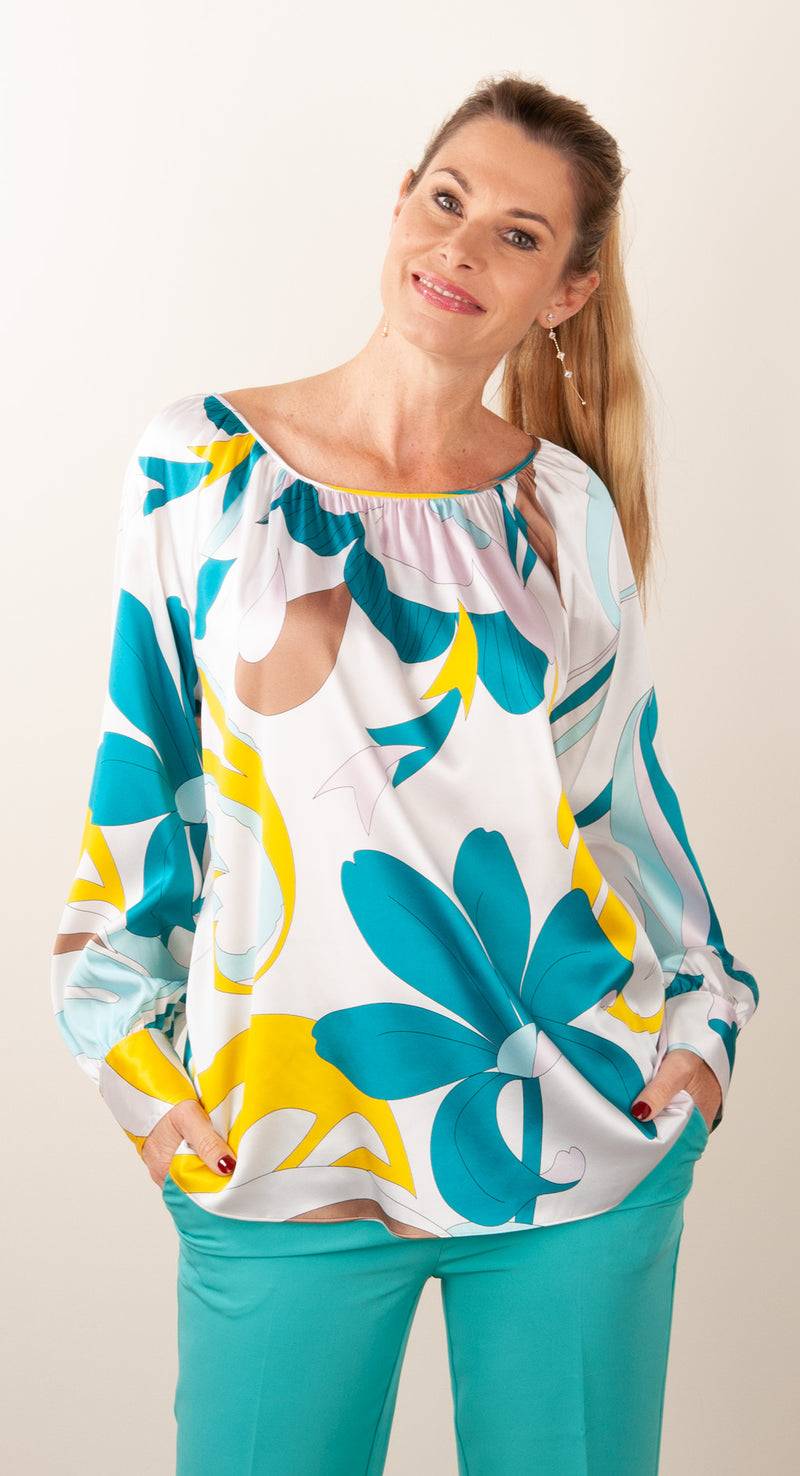 Herzensangelegenheit Seidenbluse Weiß | Multicolor Clearance-Verkauf