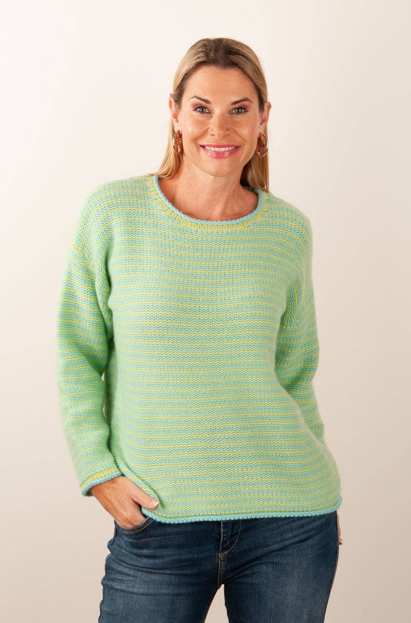 Kitted in Cashmere Kaschmir Pullover Grün | Gelb