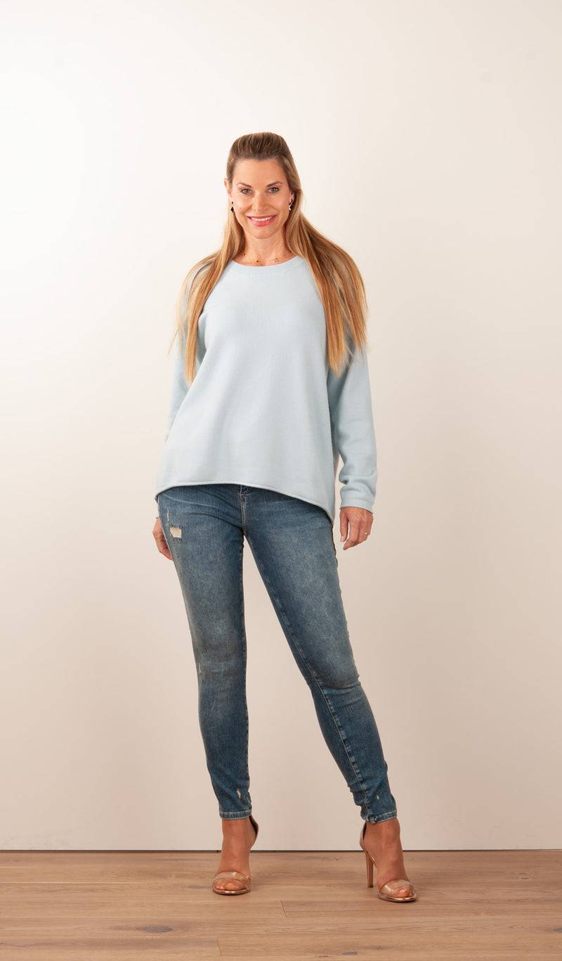 Kitted in Cashmere Kaschmir Pullover Hellblau Muttertagsangebot