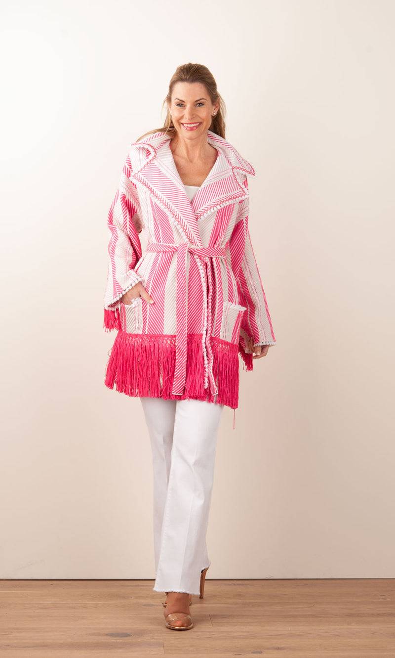 Elisabetta Franchi Mantel „Avorio“ Weiß | Pink | Gold Räumungsverkauf