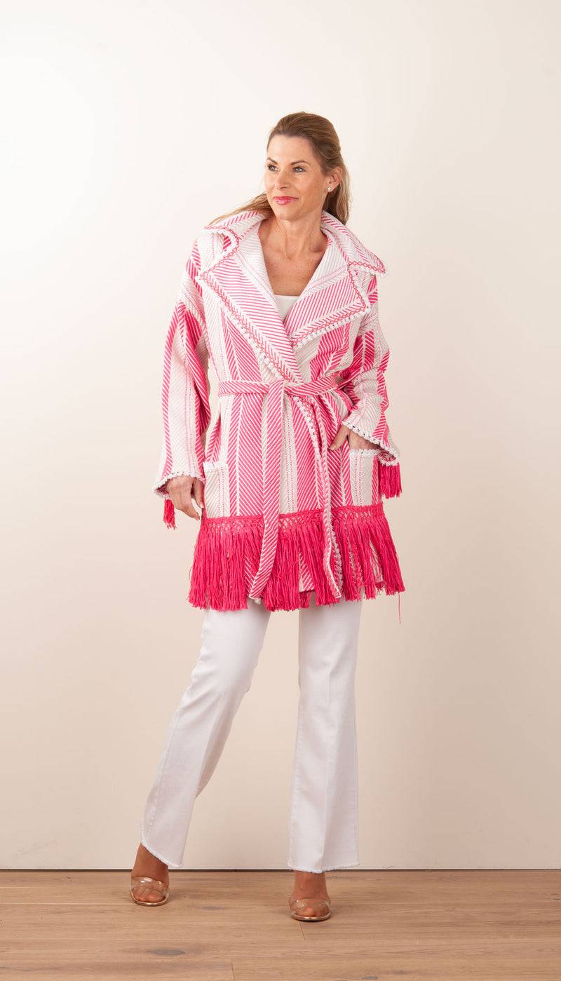 Elisabetta Franchi Mantel „Avorio“ Weiß | Pink | Gold Räumungsverkauf