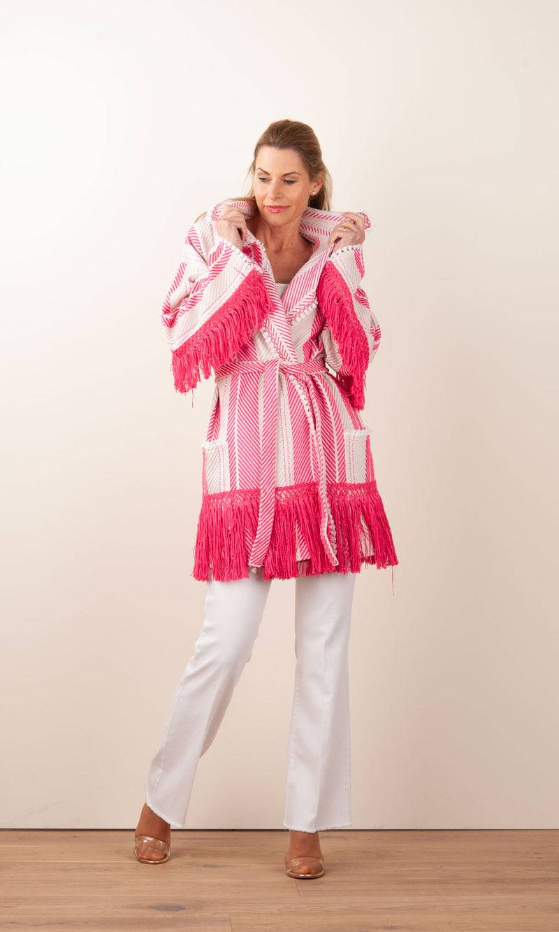Elisabetta Franchi Mantel „Avorio“ Weiß | Pink | Gold Räumungsverkauf
