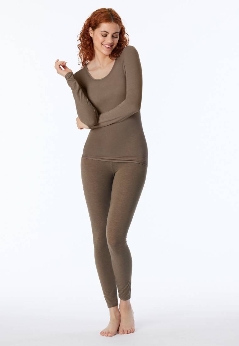 ﻿Schiesser Shirt langarm taupe - Personal Fit