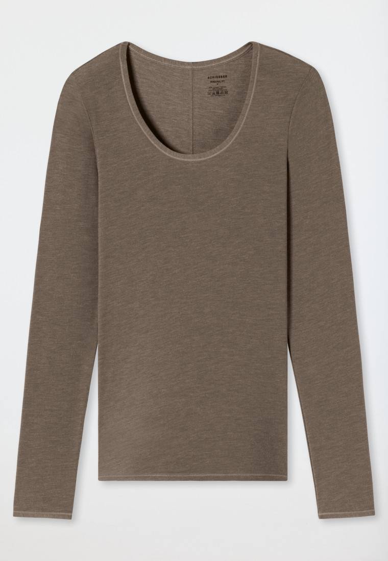 ﻿Schiesser Shirt langarm taupe - Personal Fit Versandkostenfrei