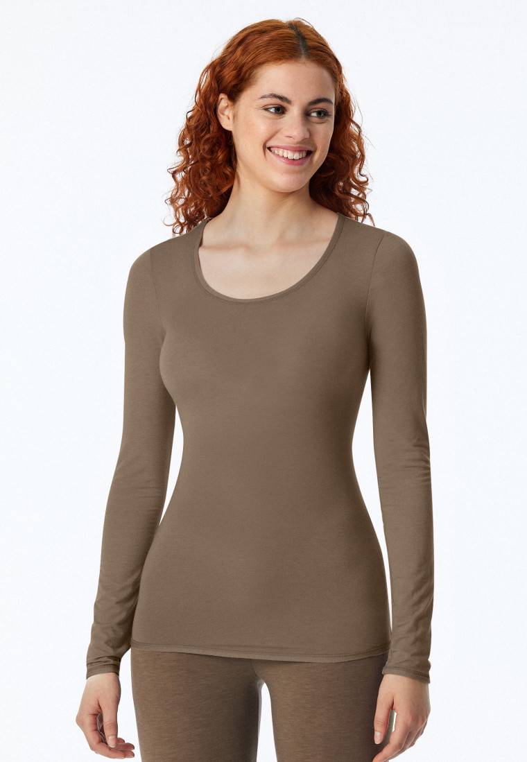 ﻿Schiesser Shirt langarm taupe - Personal Fit Versandkostenfrei