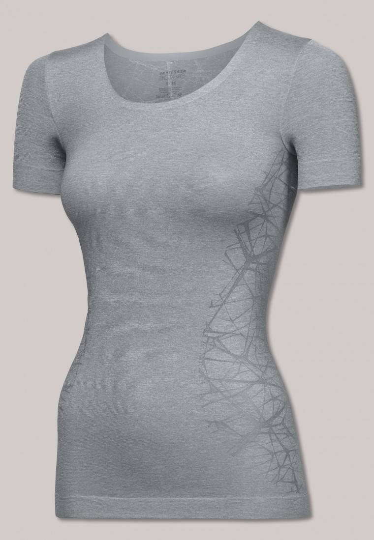 Schiesser Shirt kurzarm ultraleicht Seamless silbergrau - Active Mesh Light Flash Sale
