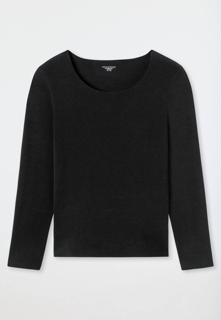 Schiesser Shirt wärmend schwarz - Invisible Soft Warming Preisnachlass