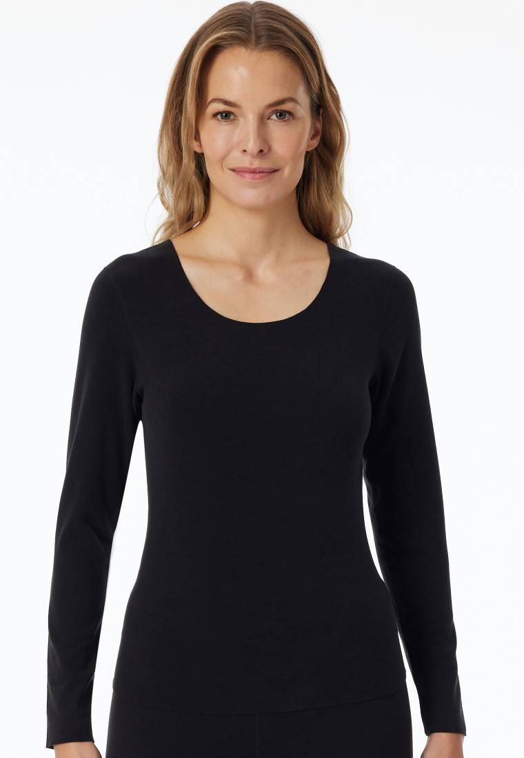 Schiesser Shirt wärmend schwarz - Invisible Soft Warming Preisnachlass