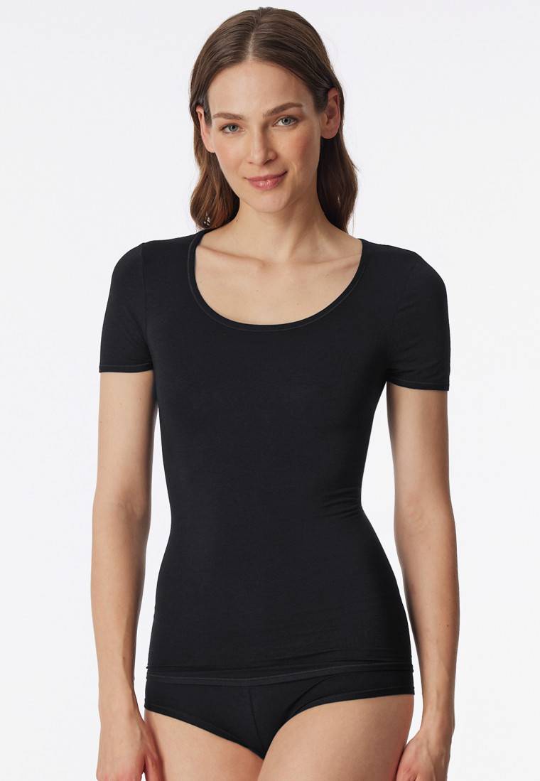 Schiesser Shirt kurzarm schwarz - Personal Fit Lagerräumung