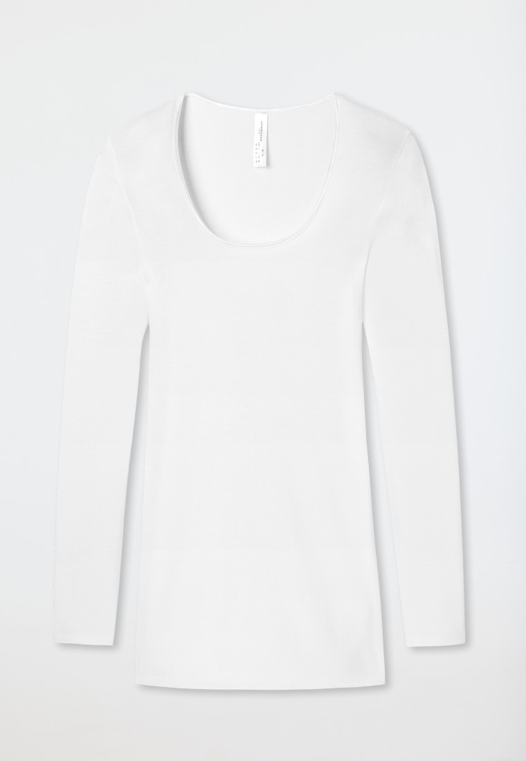 Schiesser Shirt langarm Feinripp rundhals Spenzer weiß - Luxury Online Outlet