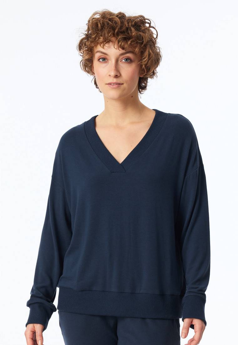 Schiesser Sweatshirt Feinripp nachtblau - Mix+Relax Blitzangebot