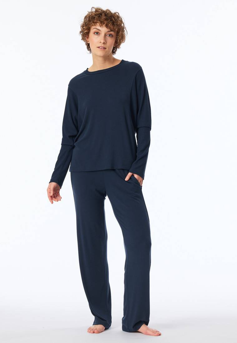 Schiesser Sweatshirt Feinripp nachtblau - Mix+Relax
