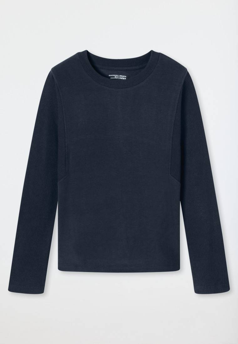 Schiesser Sweatshirt Feinripp nachtblau - Mix+Relax Große Rabatte
