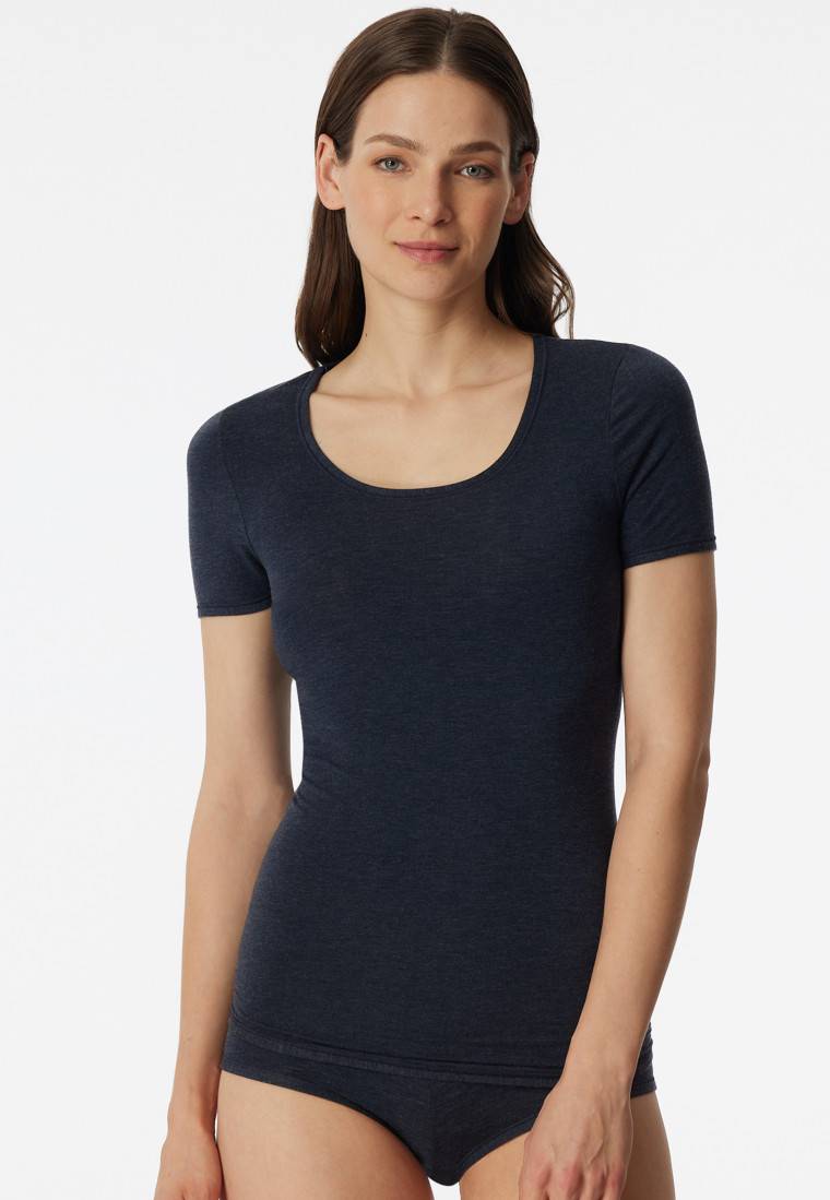 Schiesser Shirt kurzarm nachtblau - Personal Fit Räumungsverkauf