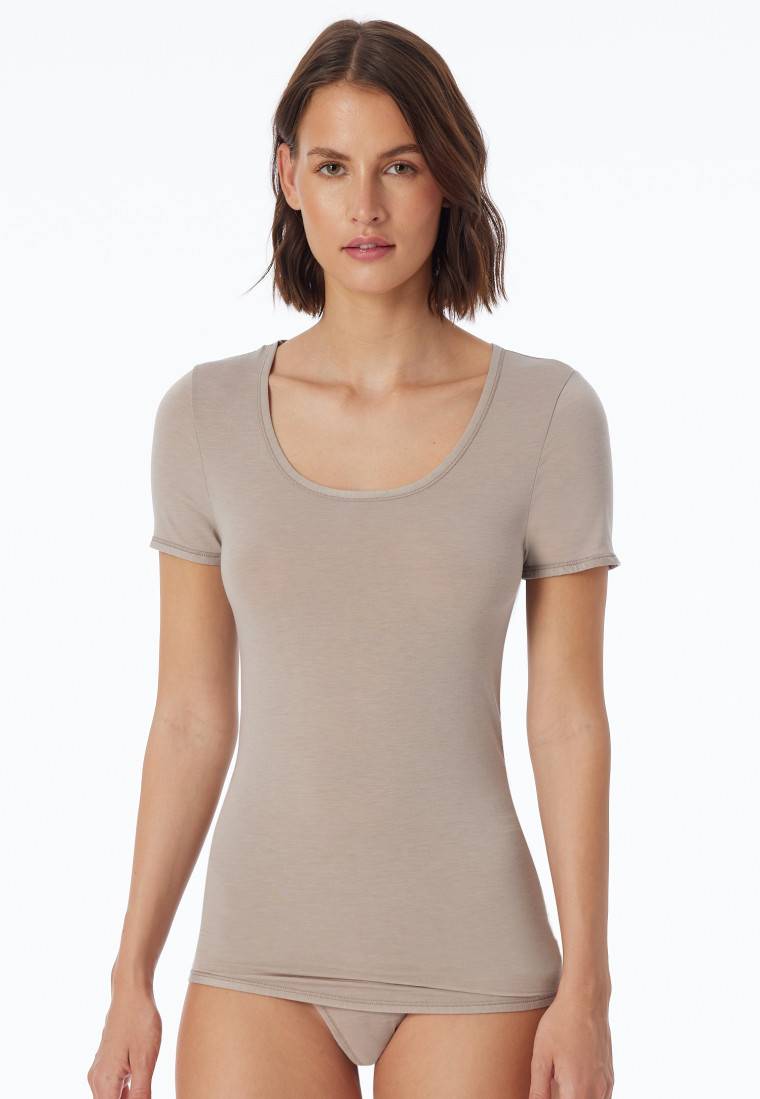 Schiesser Shirt kurzarm braun - Personal Fit Kauf eins, bekomm eins gratis