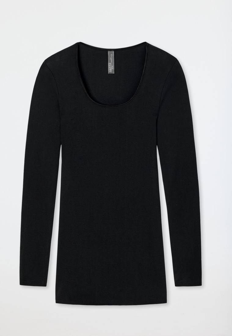 Schiesser Shirt langarm Feinripp rundhals Spenzer schwarz - Luxury Tägliche Deals