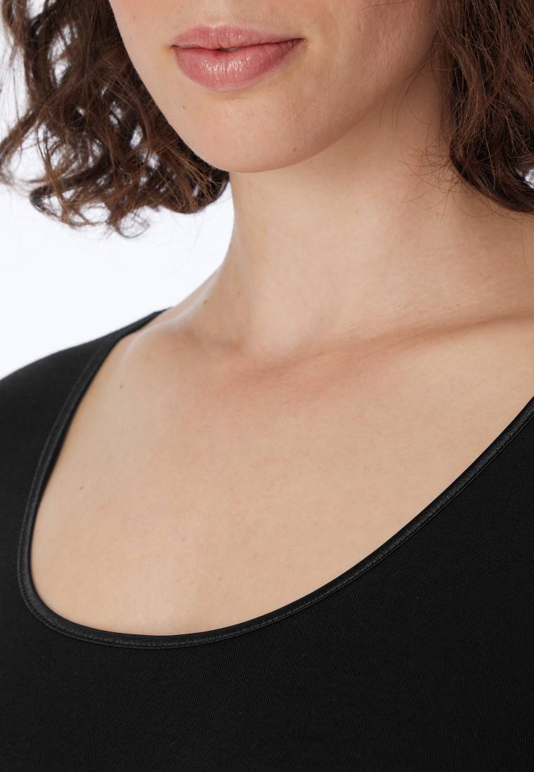 Schiesser Shirt langarm Feinripp rundhals Spenzer schwarz - Luxury Tägliche Deals