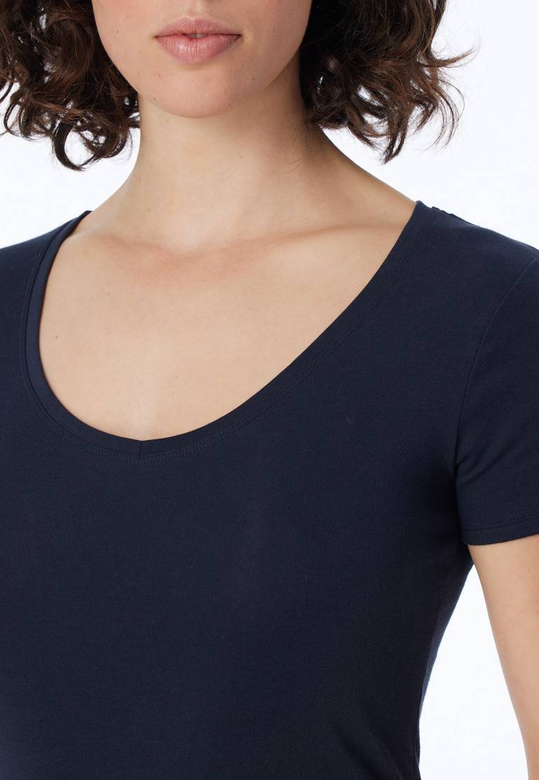 Schiesser Shirt kurzarm Feinripp nachtblau - Naturschönheit Riesige Ersparnisse
