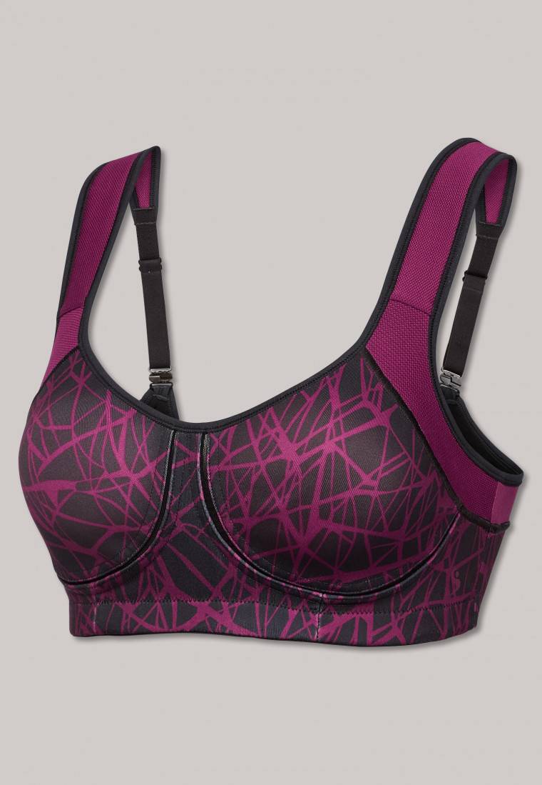 Schiesser Sport-BH gemoldete Cups bügellos High Support beere gemustert - Active Super Sparpreis