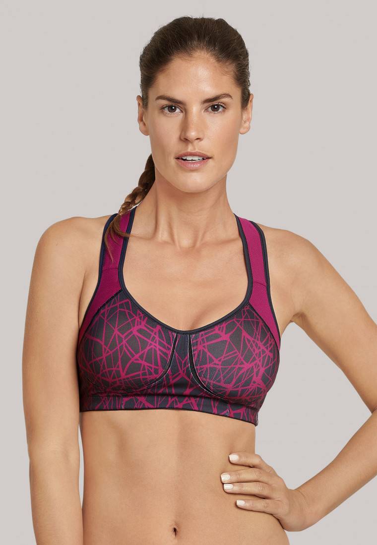 Schiesser Sport-BH gemoldete Cups bügellos High Support beere gemustert - Active Super Sparpreis