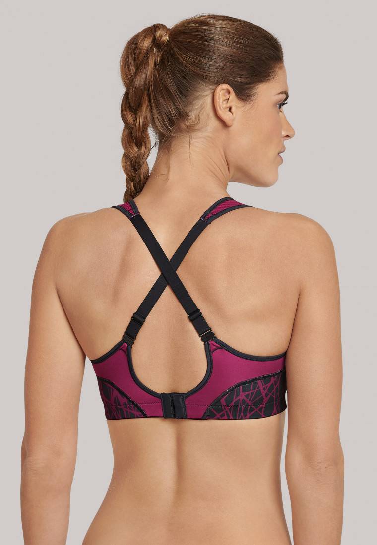 Schiesser Sport-BH gemoldete Cups bügellos High Support beere gemustert - Active Super Sparpreis