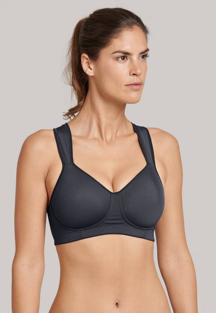 Schiesser Sport-BH Softcup bügellos Medium Support anthrazit - Active Begrenzte Freigabe
