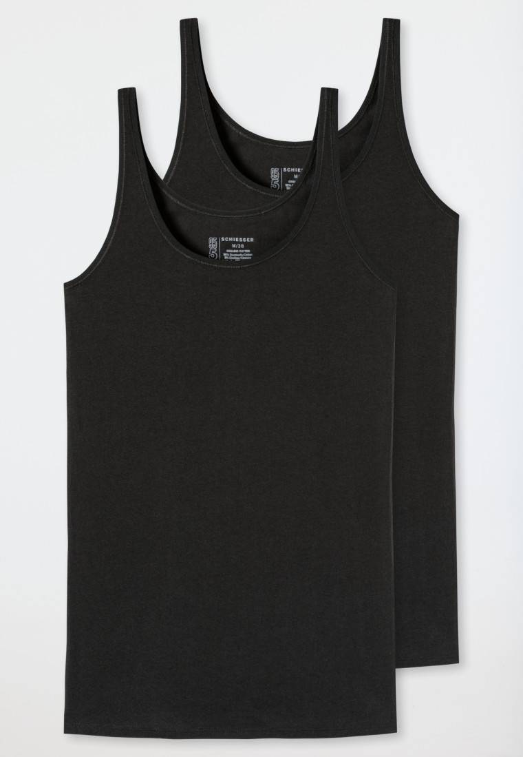 Schiesser Top 2er-Pack Organic Cotton schwarz - 95/5 Super Rabatt