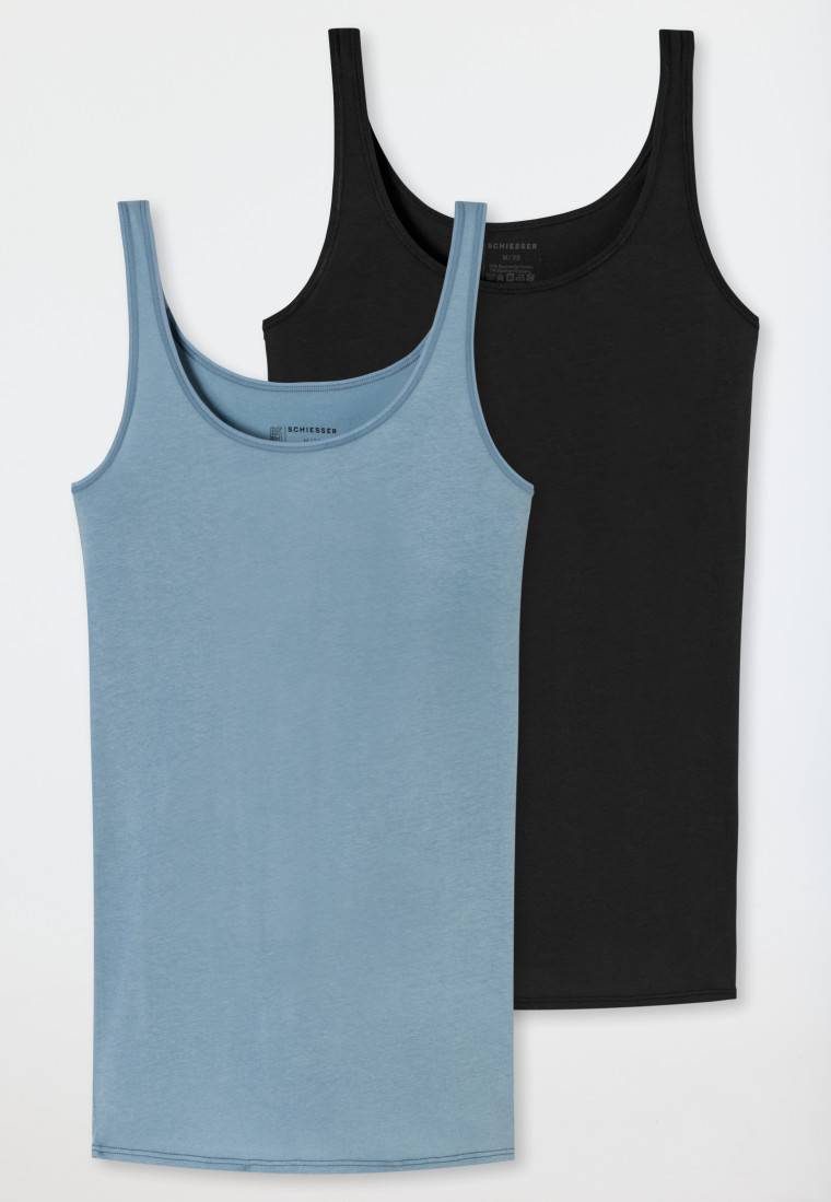 Schiesser Top 2er-Pack Organic Cotton schwarz/graublau - 95/5 Organic Clearance-Verkauf