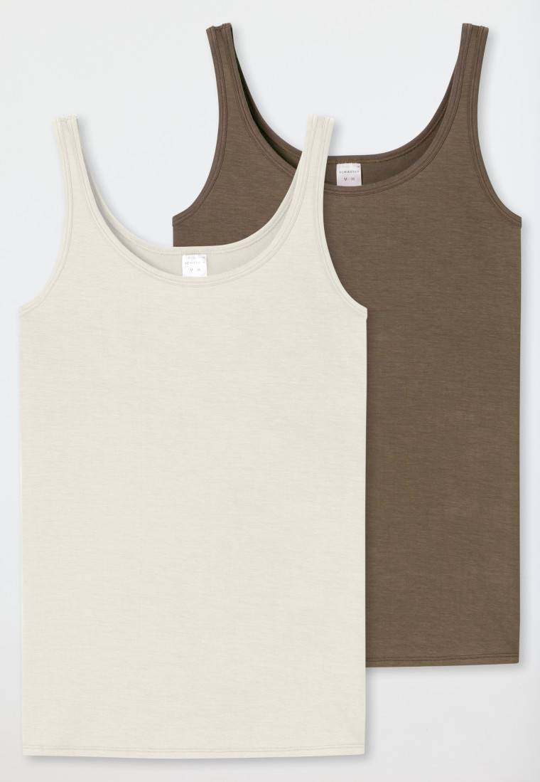 Schiesser Trägertops 2er-Pack beige/taupe - Modal Essentials 50% Rabatt für begrenzte Zeit