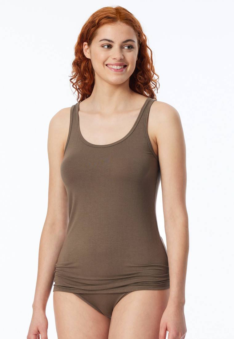 Schiesser Trägertops 2er-Pack beige/taupe - Modal Essentials 50% Rabatt für begrenzte Zeit