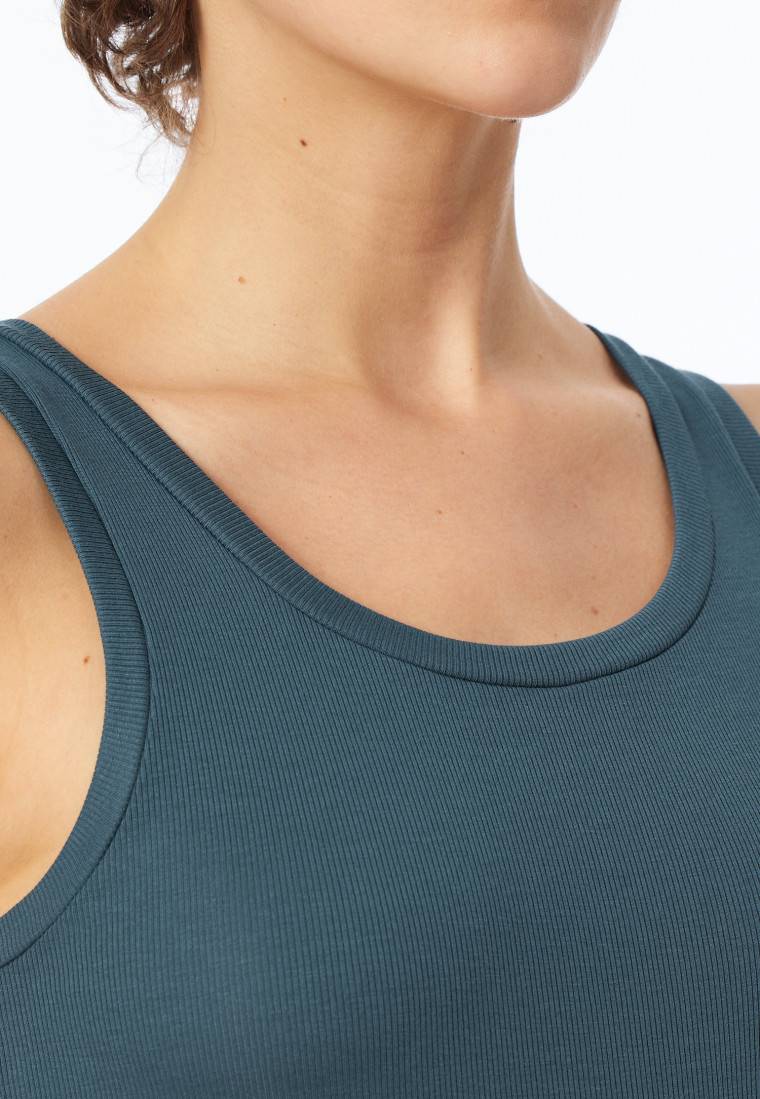 Schiesser Tanktop Doppelripp Organic Cotton jeansblau - Pure Rib Auslauf