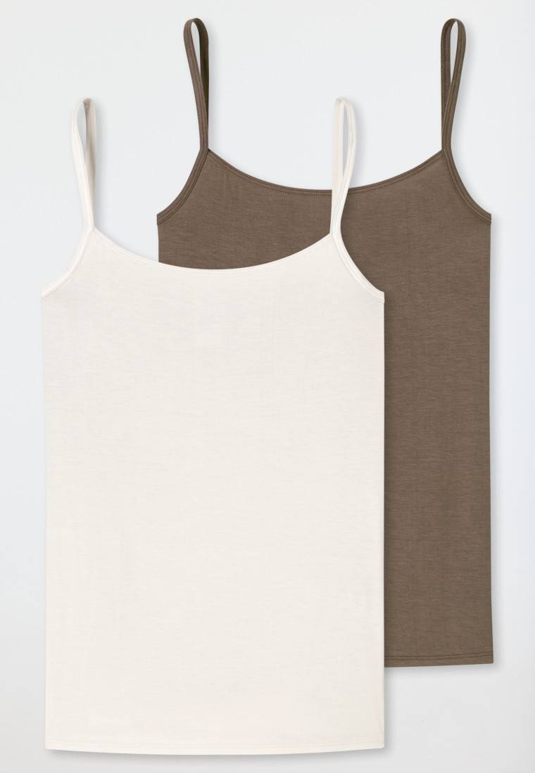 Schiesser Spaghettitops 2er-Pack beige/ taupe - Modal Essentials Angebote