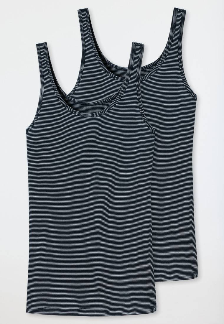 Schiesser Trägertops 2er-Pack nachtblau geringelt - Modal Essentials Online Shopping