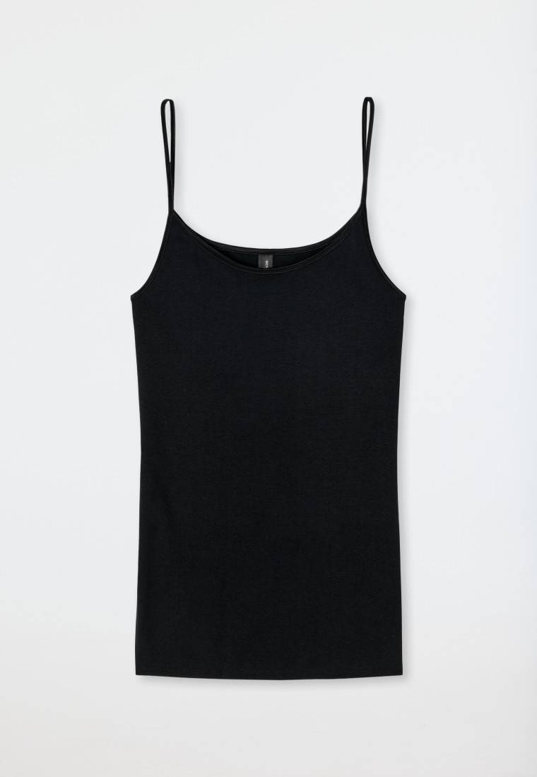 Schiesser Spaghetti-Top schwarz - Luxury Preisnachlass