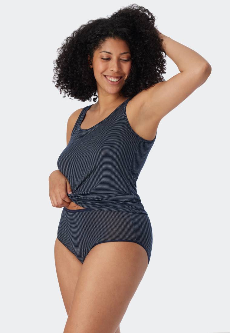 Schiesser Midi-Slips 2er-Pack nachtblau-weiß geringelt - Modal Essentials